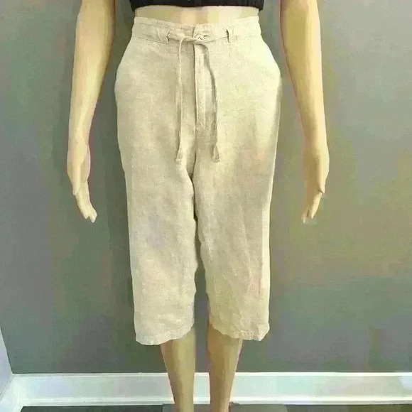 Columbia Pants - Columbia Linen Casual  Earthy Beige Athleisure Capris Pants 3/4 Trousers Size 14